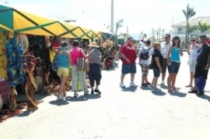 Tourists in craft market in Ocho Rios.