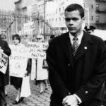 Julian Bond at a civil rights march in the 1960's